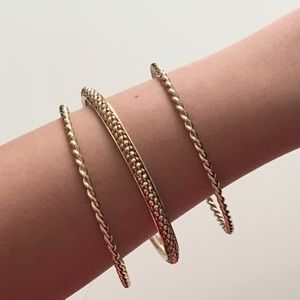 Gold set of 3 bracelets